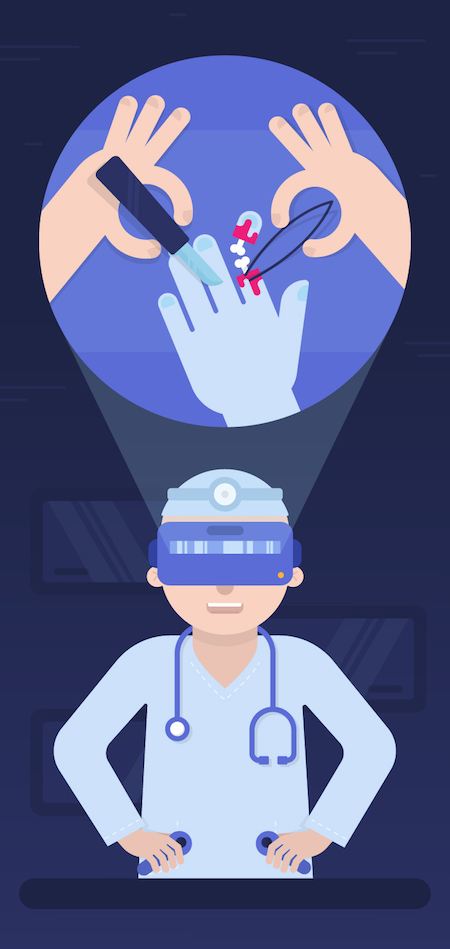 VR used in medicine Doctor using VR to perform a surgery in Virtual Reality