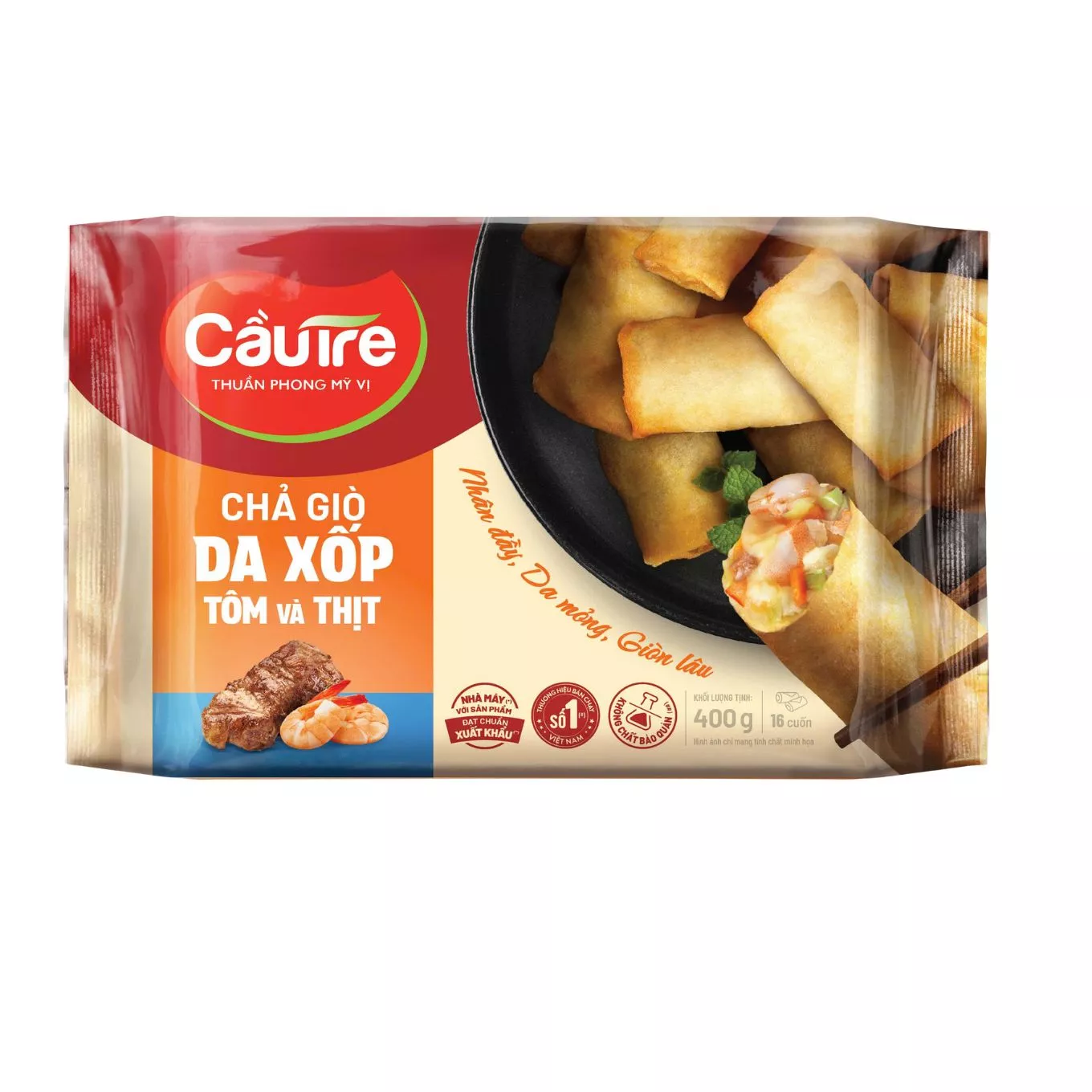 Chả giò da xốp nhân tôm & thịt CJ Cầu Tre gói 400g (1 Gói)