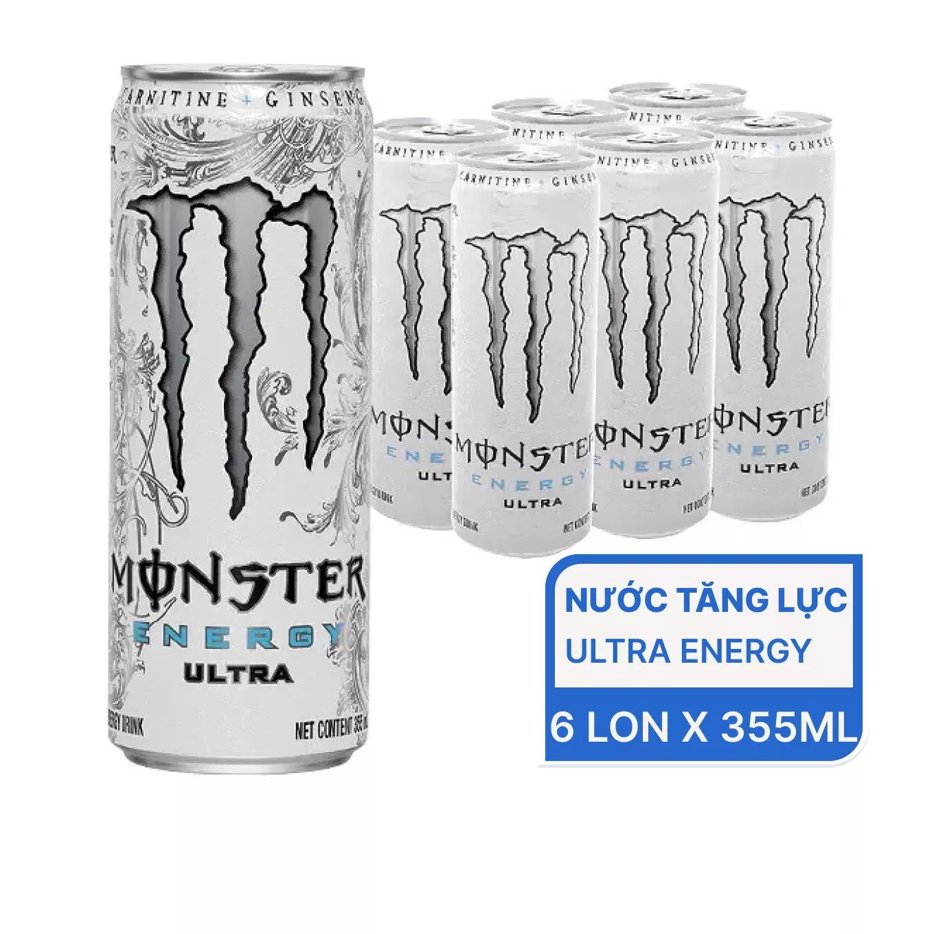 Lốc nước tăng lực Ultra Energy Monster 355ml (6 Lon)
