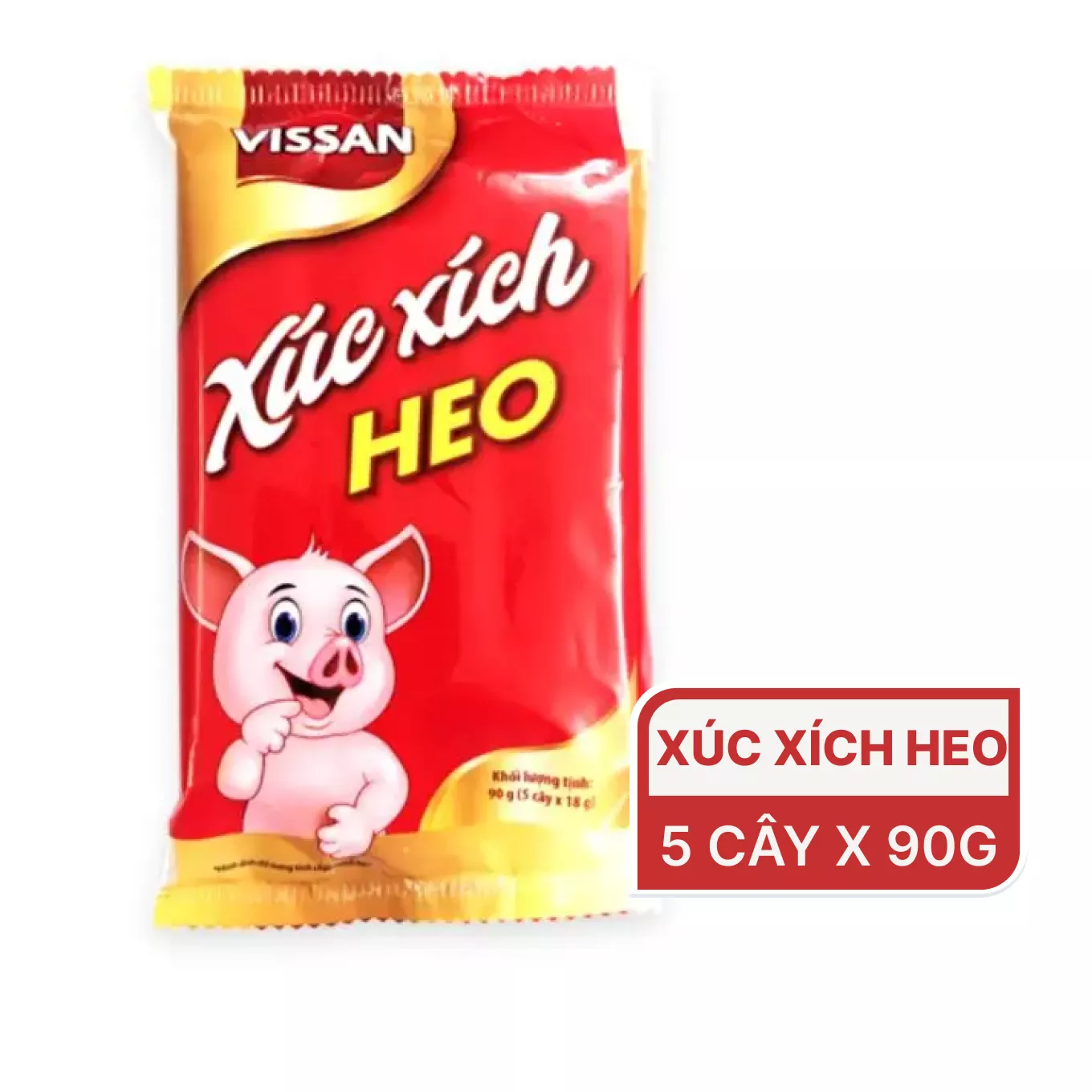 Xúc xích tiệt trùng heo Vissan hộp 5 cây x 18g (1 hộp)