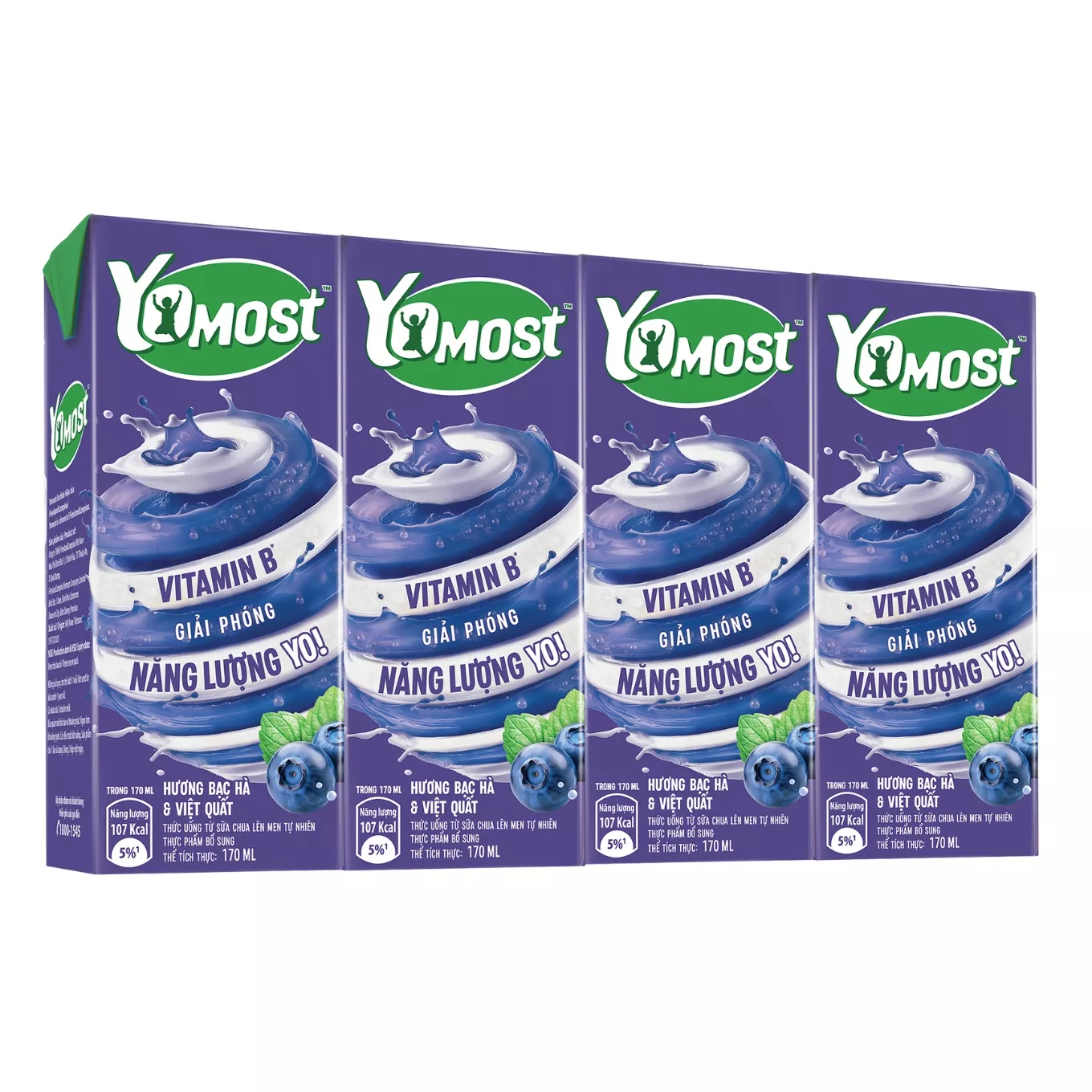 Lốc 4 hộp sữa chua uống Yomost vị bạc hà & việt quất 170ml - Chuỗi siêu ...