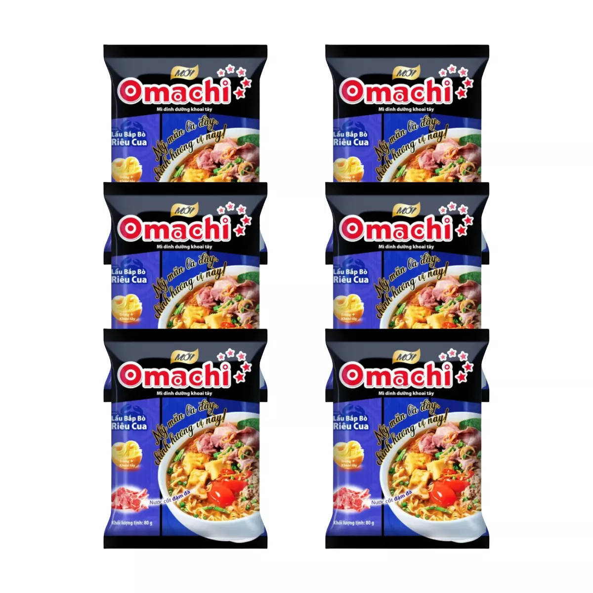 Combo 6 Mì khoai tây dinh dưỡng lẩu bắp bò riêu cua Omachi gói 80g ...
