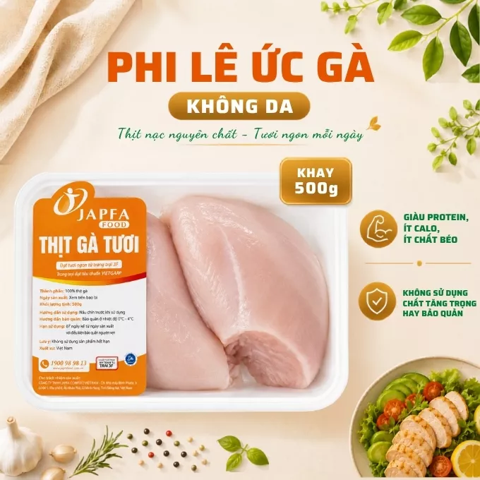 Phi lê ức gà không da Japfa khay 500g - Chuỗi siêu thị thực phẩm tươi ...