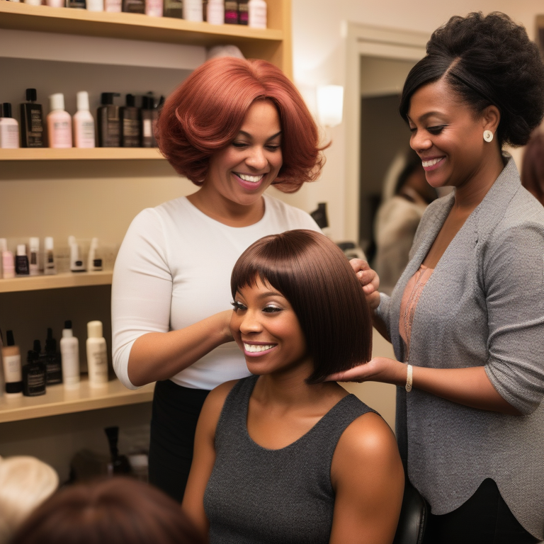 People with alopecia and trichotillomania connect and receive support at a salon event.