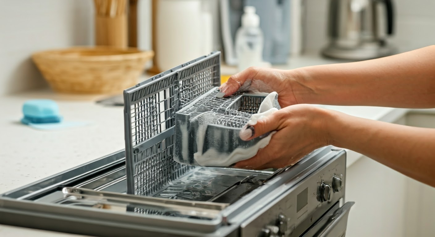 Cleaning a dishwasher filter