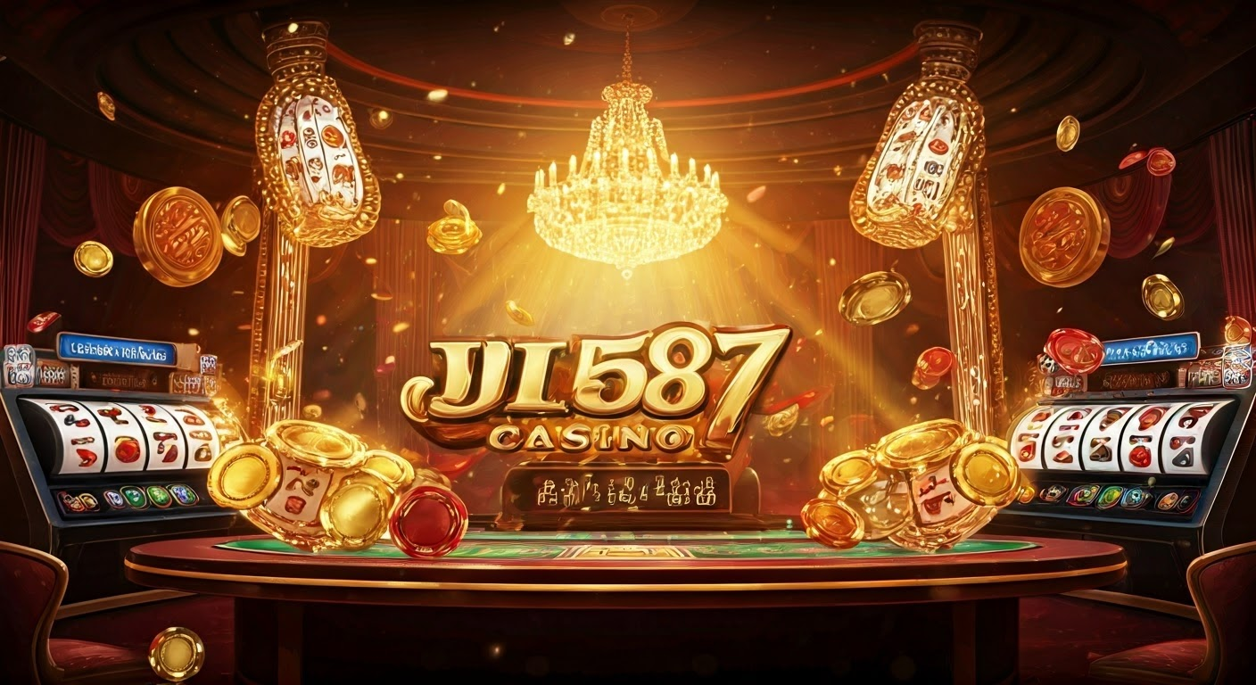 JILI587 casino logo with vibrant atmosphere.