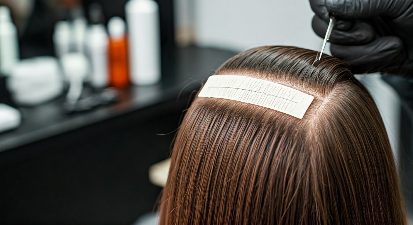 Applying injected tape hair extensions