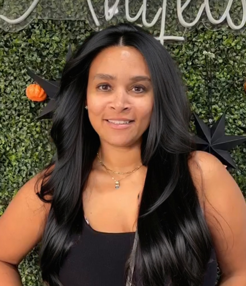 Woman wearing Veila Hair Extensions