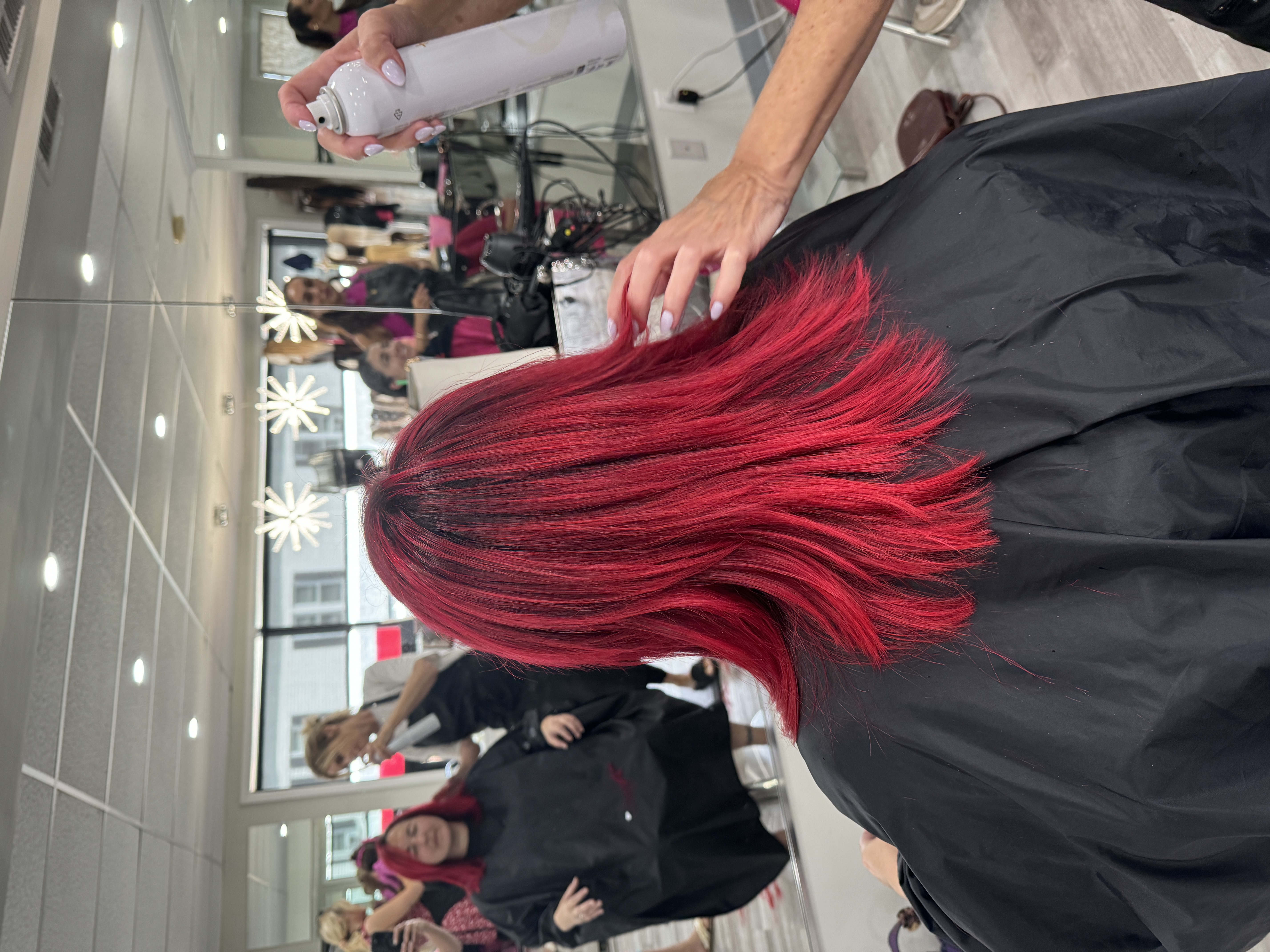 Vibrant pink balayage hair color