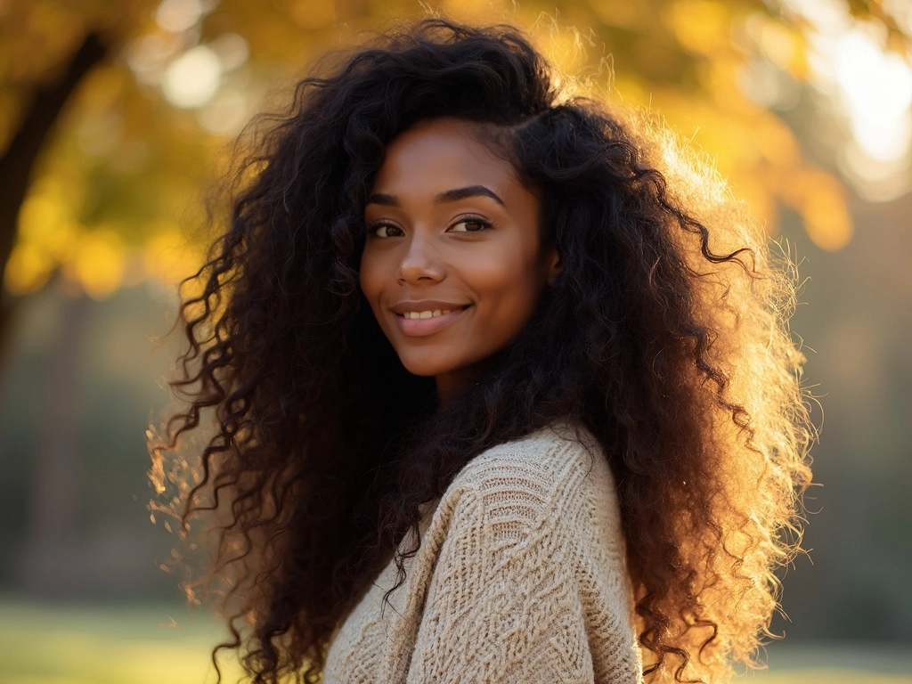 Loose, voluminous curls by Sincerely4u, featuring an African-American woman with a real human hair wig.