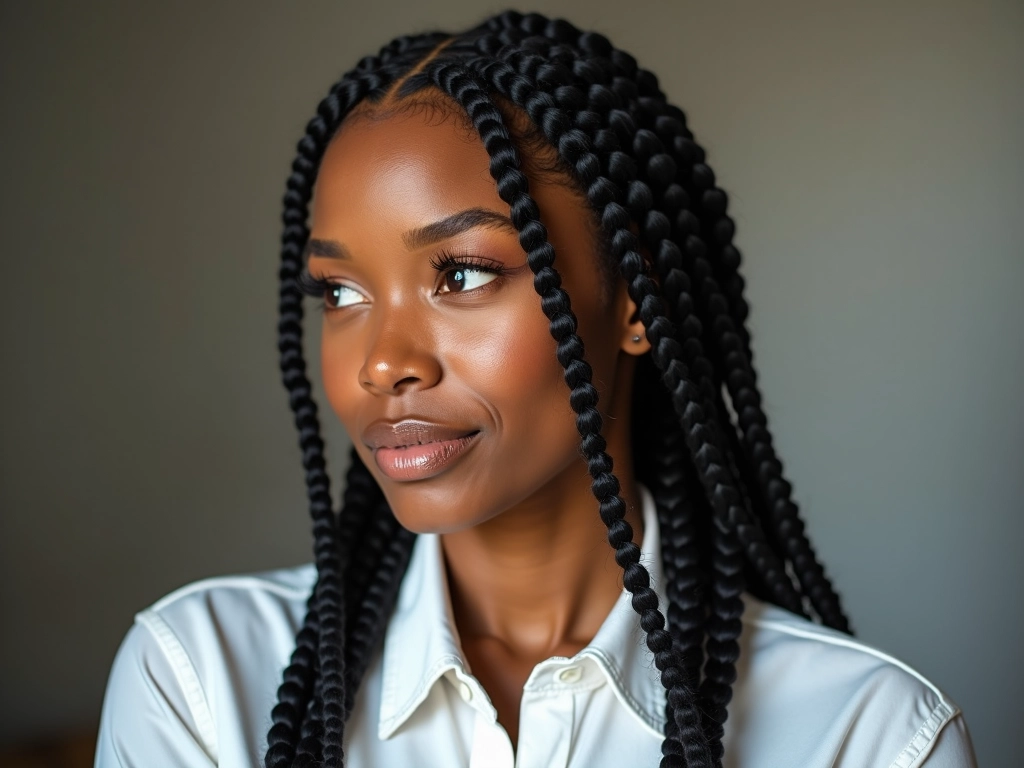 A black woman wearing sincerely4u's Jumbo Braids