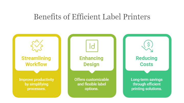 Illustration of a graoh depecting benefits of using label printers