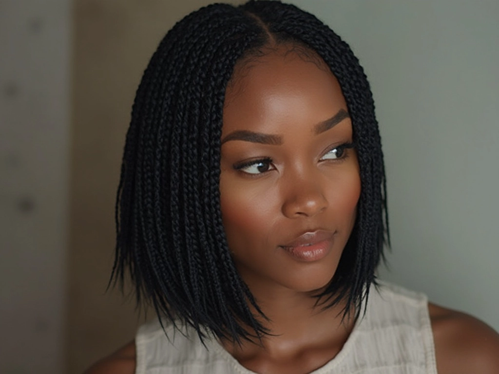 A black woman wearing sincerely4u's Chic Bob Box Braids