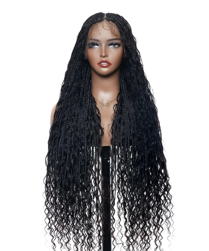 Sincerely4u knotless box braids wig with curly ends.
