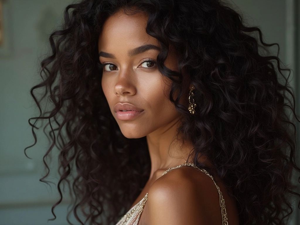 Sincerely4u African-American woman in deep, voluminous curly long hair, radiating natural beauty