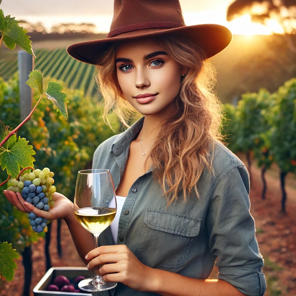 Lady winemaker in vineyars