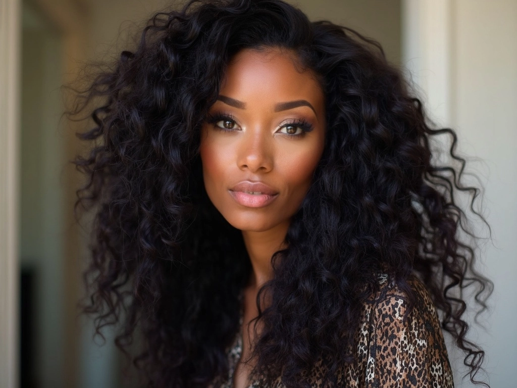 An African-American woman wears an HD lace wig from Sincerely4u with soft, natural waves.