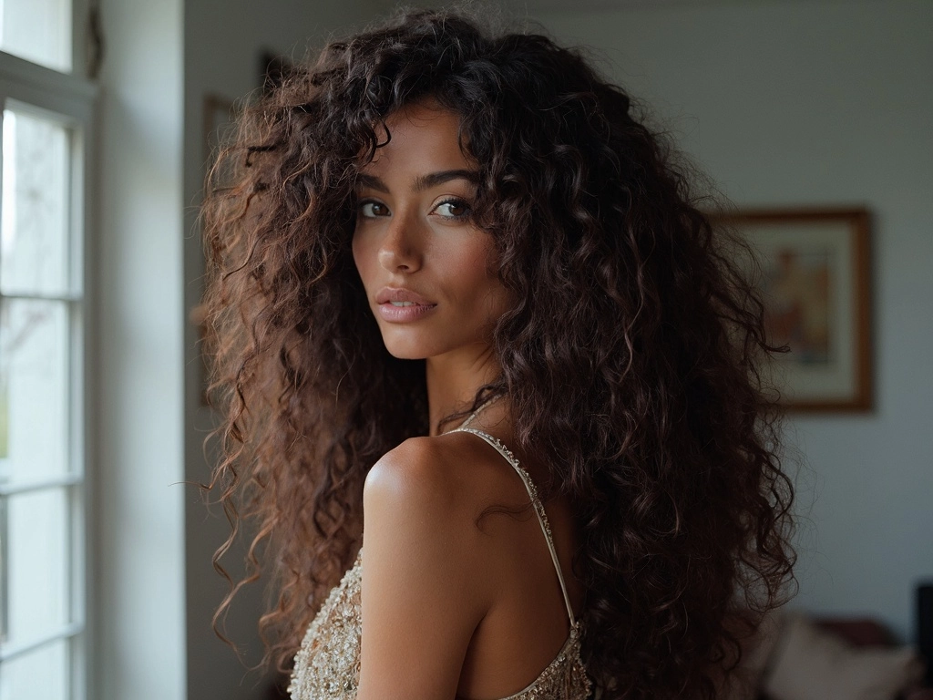 Sincerely4u African-American woman wearing long, deep curly hair for a timeless, natural look.
