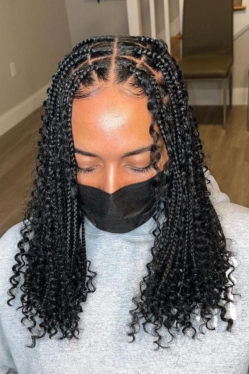 Sincerely4u medium box braids wig with curly ends.