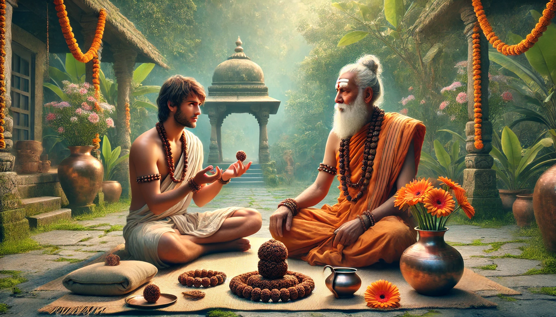 A devotee is performing energization