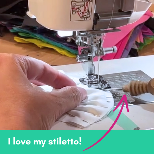 Sewing the curve with the extra help from a stiletto tool