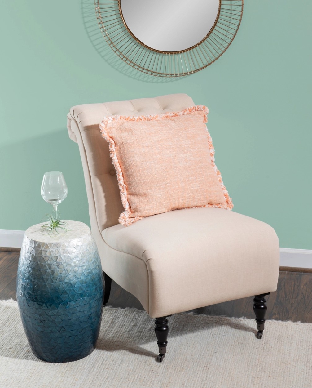 Linon Keena Ombre Capiz Mosaic Drum Table