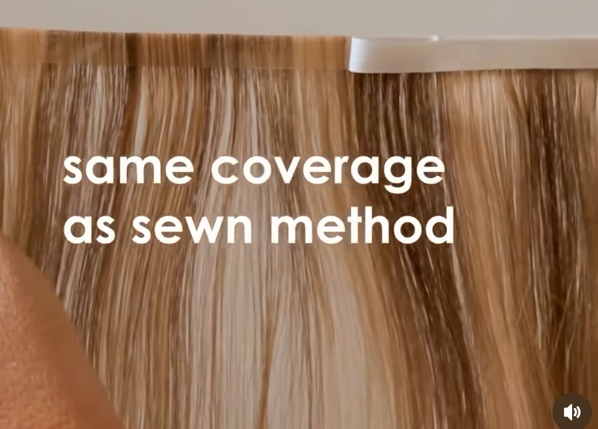 gel adhesive eco friendly tape in hair extensions Noelle Salon