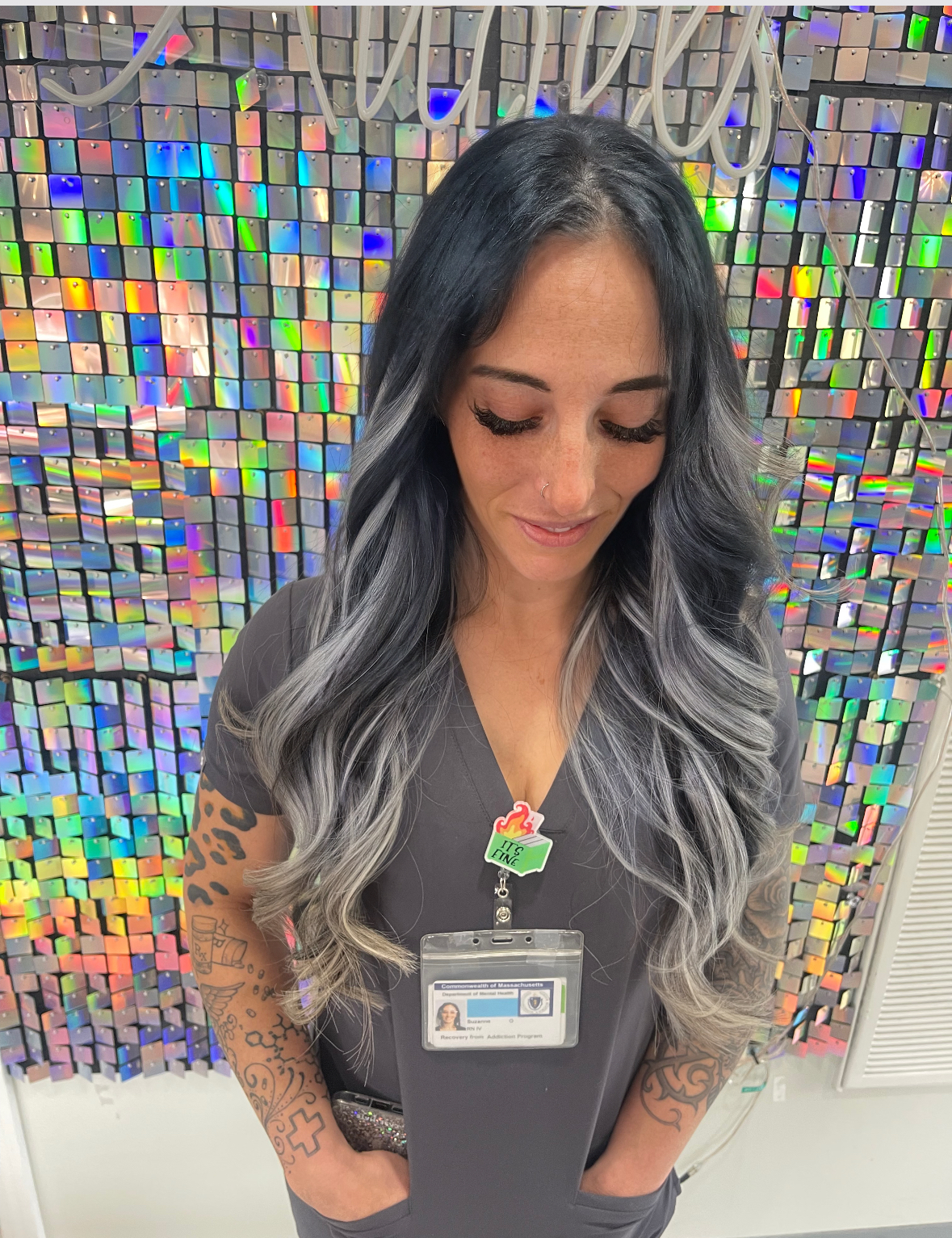 Face framing ash balayage