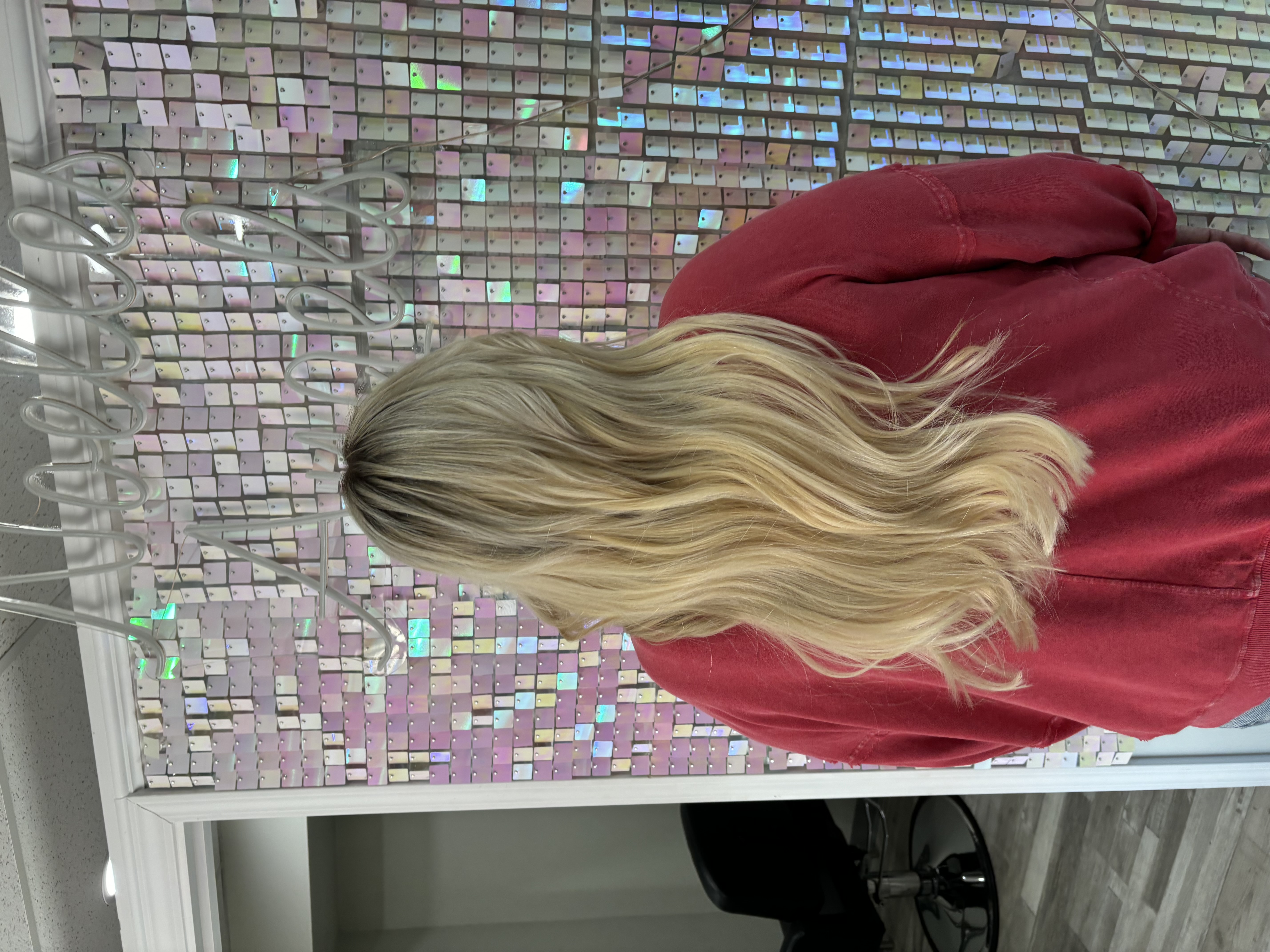 a woman with healthy hair wearing hair extensions