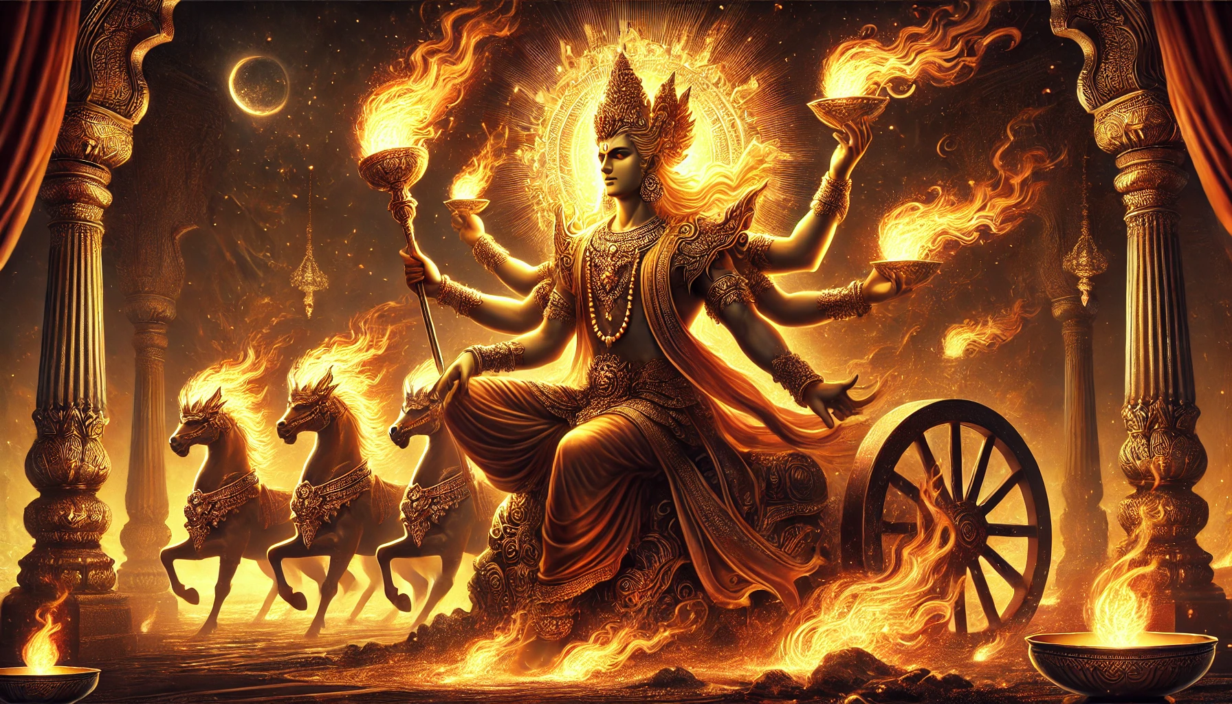 Lord Agni And Horses