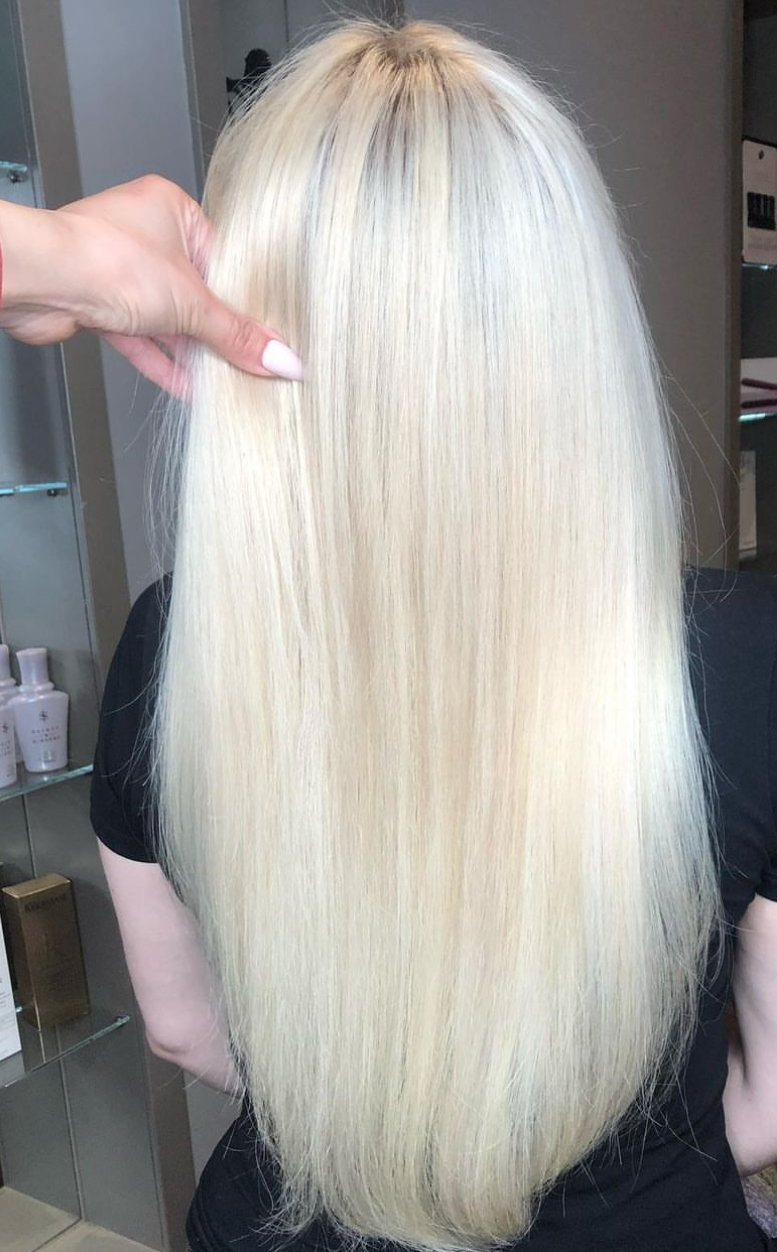 Long blonde human wig