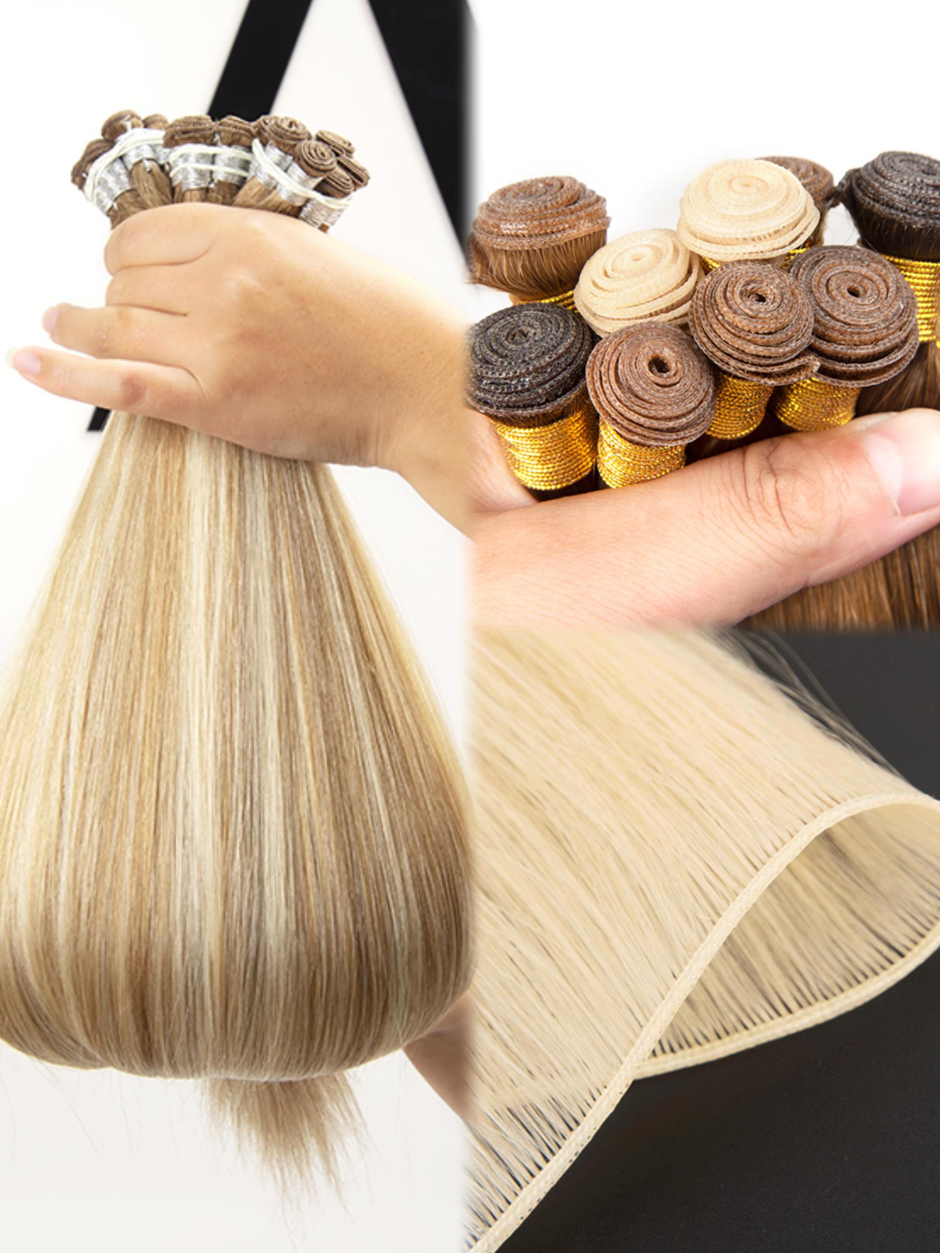 a photo of different types of weft hair extensions