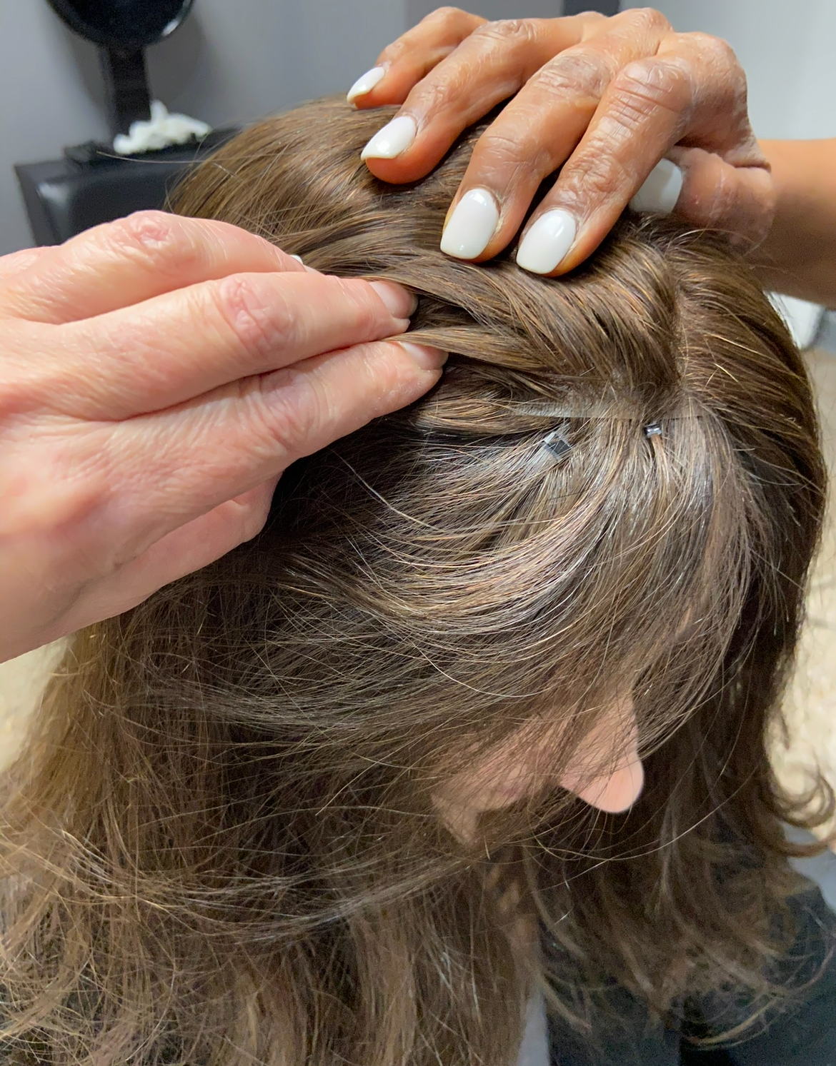 carefully attached hair topper for trichotillomania