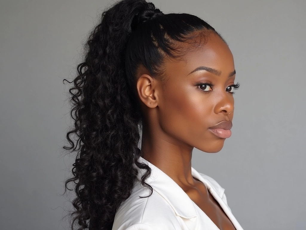 Portrait of a young African-American woman with high pigtails, featuring Sincerely4u wigs.