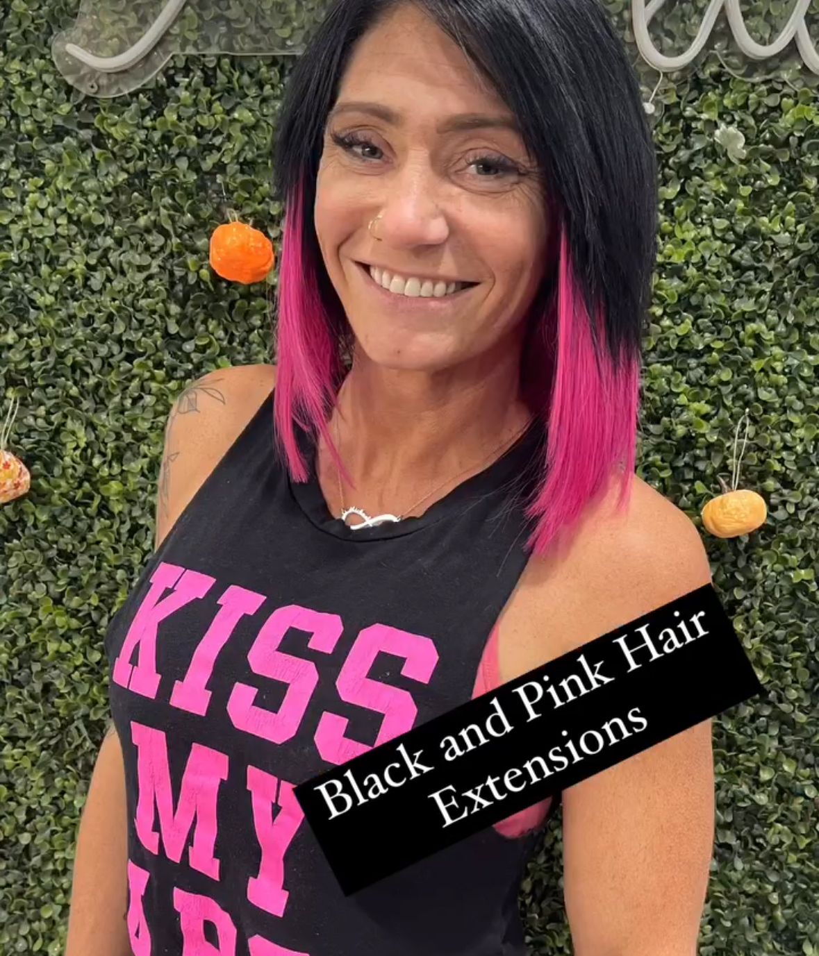 Electric Pink Ends on Dark Balayage