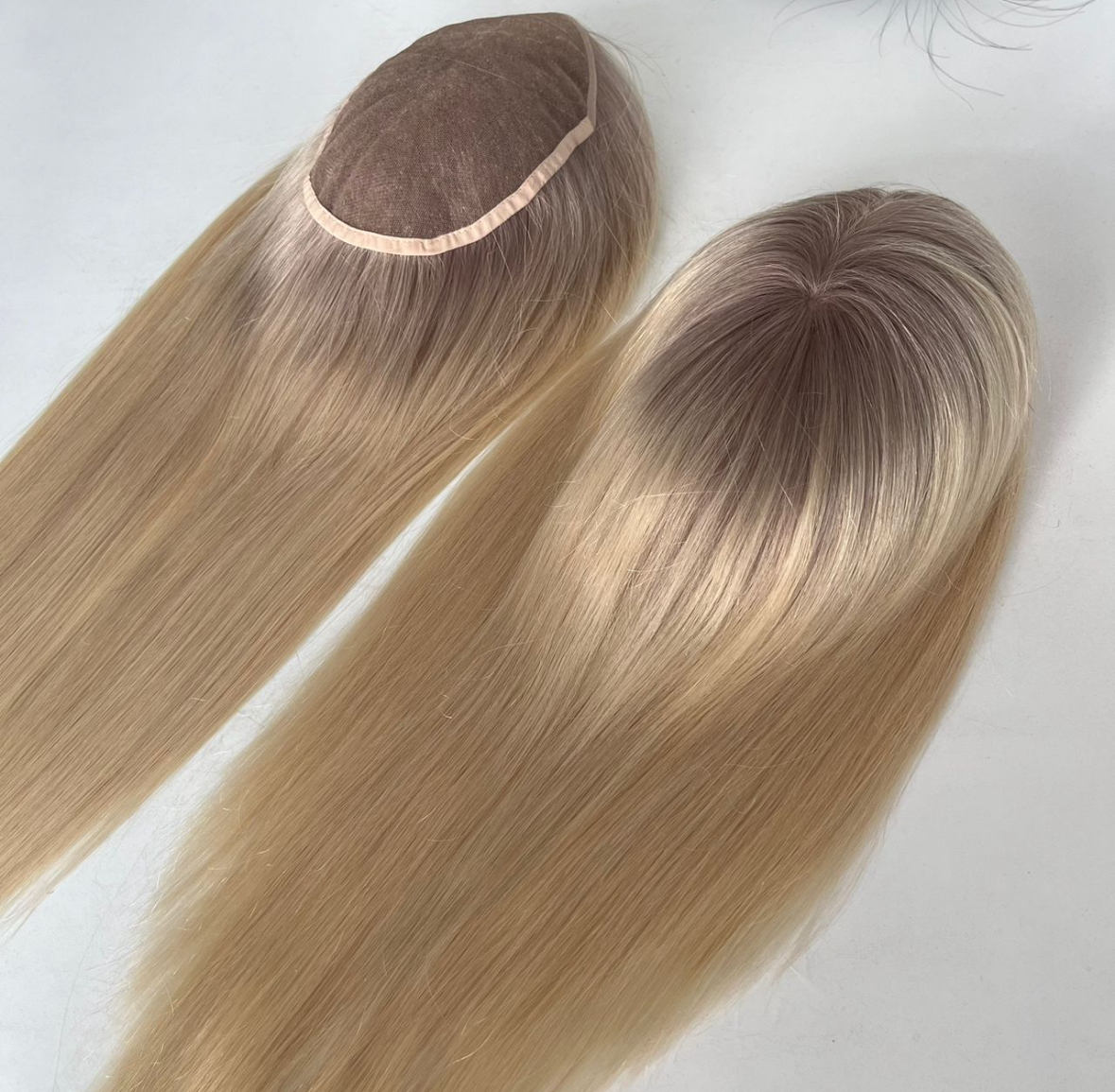 Hair Toppers with natural parts created with a knot blur pen