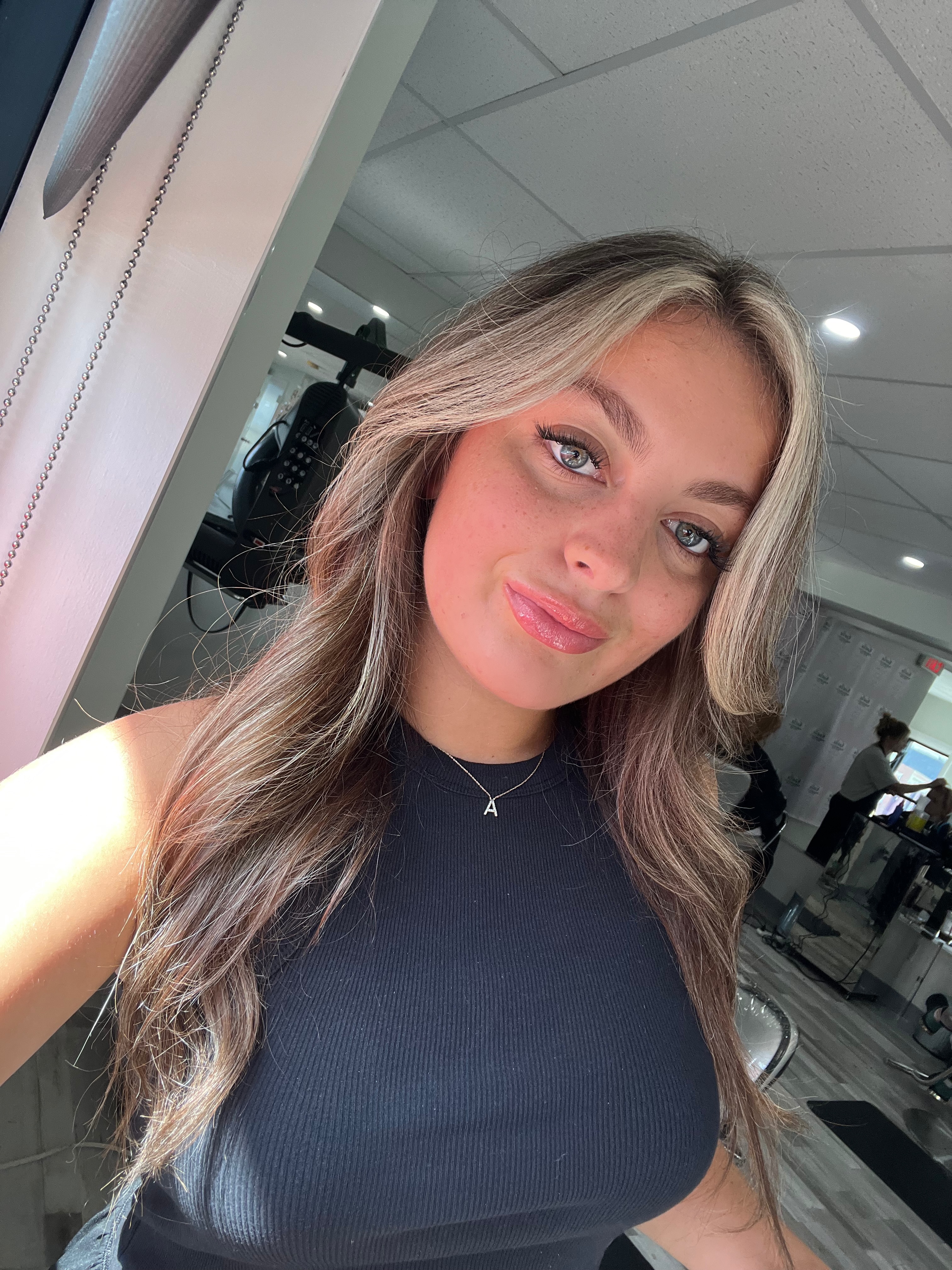 Ash blonde and ash brown hair color blend