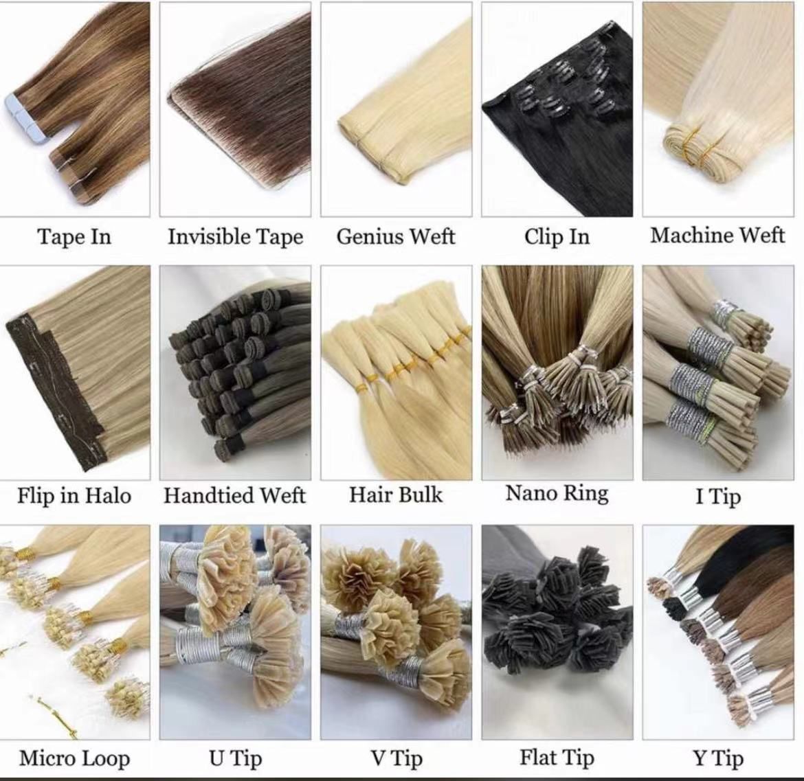 Different types of hair extensions