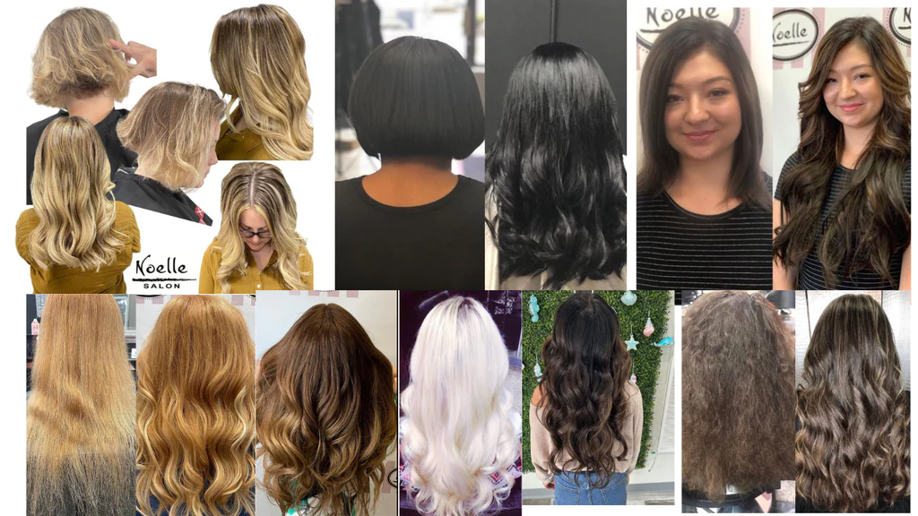 Before and after photos of woman wearing hair extensions