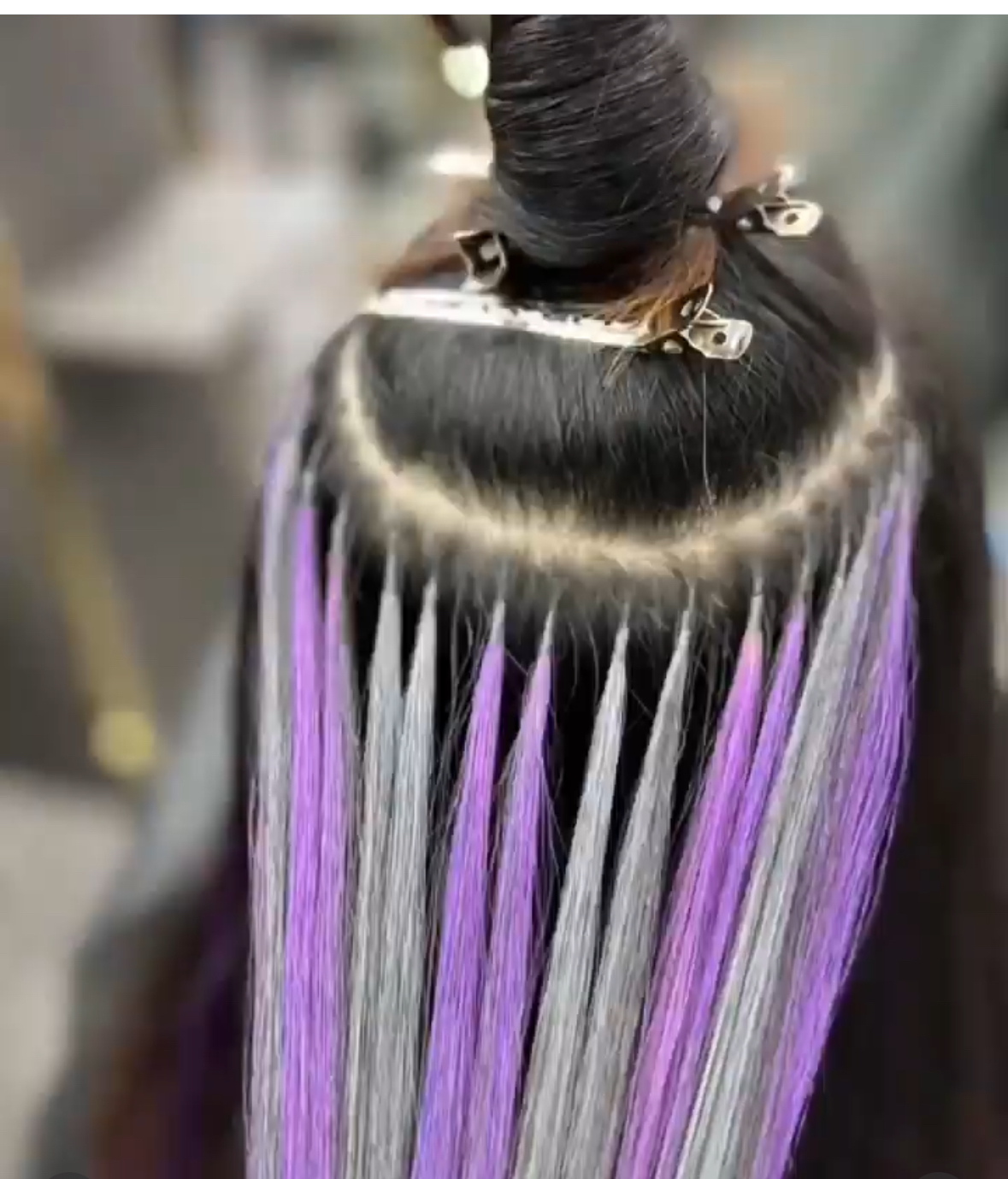 a close up look at Keratin Bond Hair Extensions