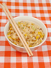 Image showing Bowl with Chinese rice on a table