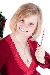 Image showing Beautiful woman in red