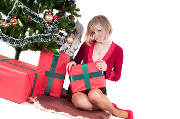 Image showing Happy woman with Christmas presents