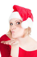 Image showing Portrait of beautiful woman santa