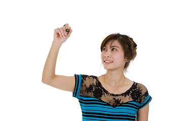 Image showing woman writing with a red marker