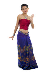 Image showing asian dancing in traditional clothes