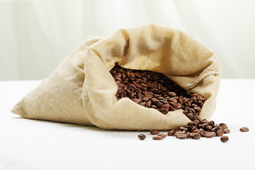 Image showing Coffee scattered by white tabletop