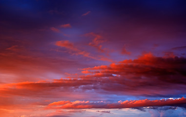 Image showing Clouds on a sunset