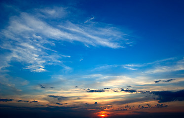 Image showing Clouds on a sunset