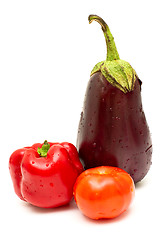 Image showing Eggplant, pepper and tomato